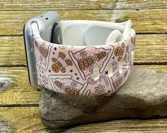 Christmas gingerbread house watch band for apple watch silicone holiday winter  38mm 40mm 41mm 42mm 44mm 45mm gift