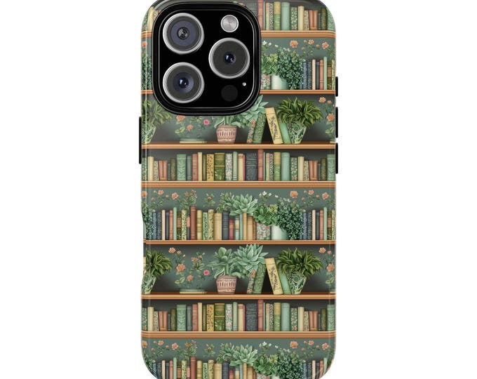 Floral Bookshelf Phone Case: Book Lover Gift
