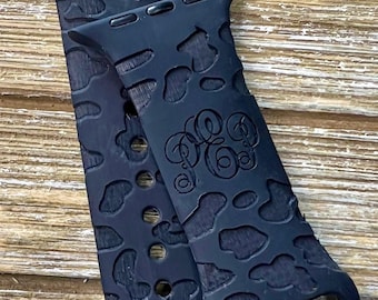 Personalized watch band for apple silicone laser engraved leopard  38mm 41mm 42mm 44mm 45mm 49mm gift