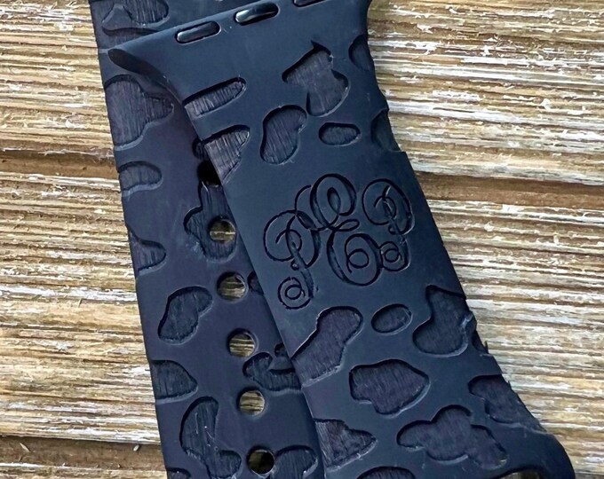 Personalized watch band for apple silicone laser engraved leopard  38mm 41mm 42mm 44mm 45mm 49mm gift
