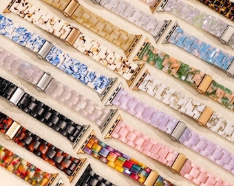 Resin Apple watch band personalized handcrafted watch strap compatible 38-41mm, 42-49mm series 1-10 for Apple wrist strap Mother's Day Gift