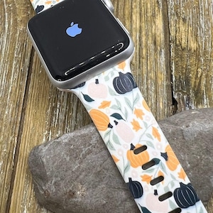 Pumpkin Apple Watch Band: Fall Florals, Fits Series 1-9 & SE