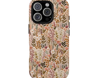 Floral Boho Embroidery Phone case for iPhone 17 16 15 | Pixel 9 8 | Samsung S25 S24 Romantic Cottagecore Wildflower Embroidered Case | Gift