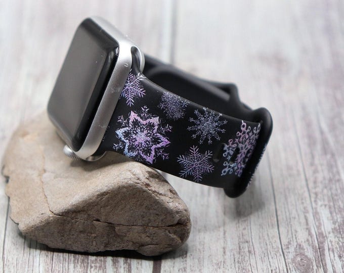 Snowflake watch band for apple watch watch  let it snow winter frozen silicone 20mm 22mm 38mm 40mm 41mm 42mm 44mm 45mm gift