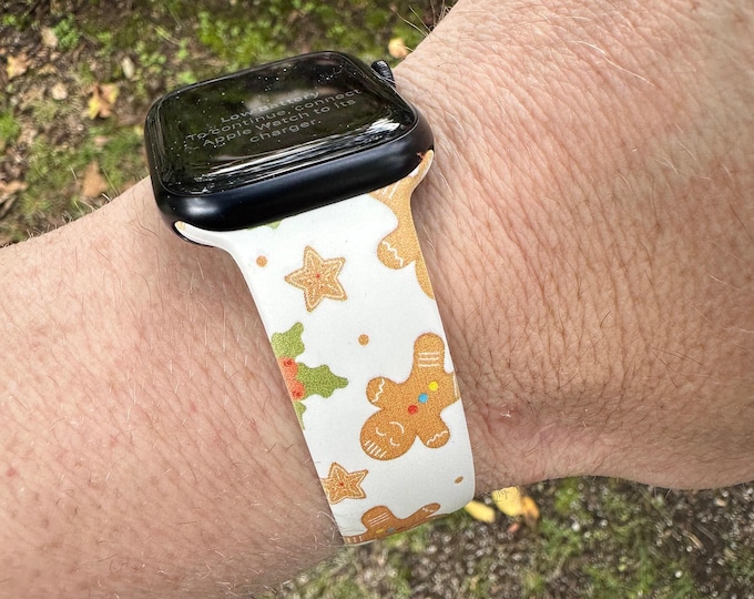 Christmas watch band for apple watch band samsung fitbit holiday gingerbeah 20/22 38/40/41mm, 42/44/45mm, series 1,2,3,4,5,6,7,8.9