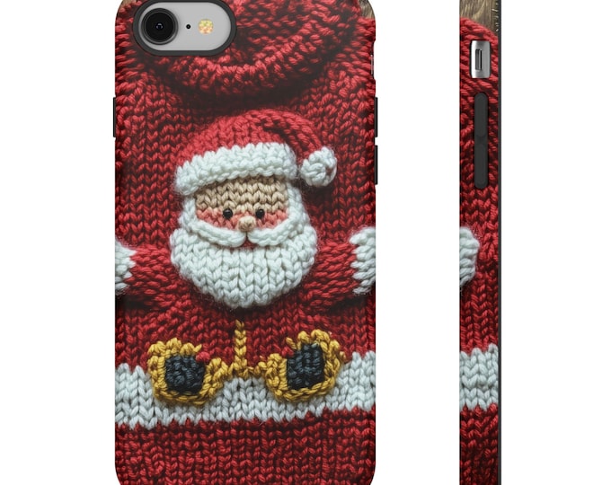 Christmas Santa Phone Case | Faux knit Embroidered Embroidery Santa  for Galaxy S 24 23 22 21 Pixel 5 6 7 8 iPhone 16 15 14 13 12 11
