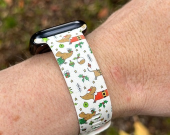 Weiner dog watch band for apple watch samsung watch & fitbit dachshund  #221 silicone 20 22 38 40 41 42 44 45 49mm gift