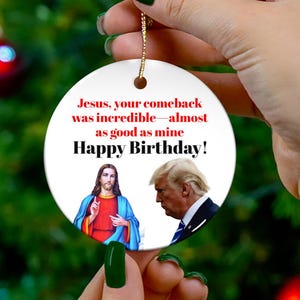 Christmas ornaments Trump and Jesus Ornament | Gift for Him Trump Gift Funny Trump Gift, Trump Stocking Stuffer White Elephant Holiday Gift