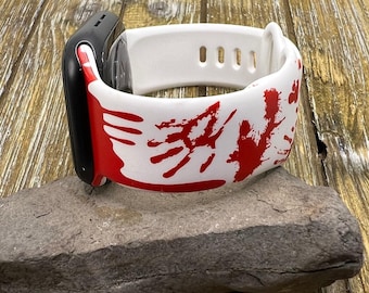 Bloody watch band for apple iwatch tpu silicone blood splatter band 38mm 40mm 41mm 42mm 44mm 45mm fall spooky band gift