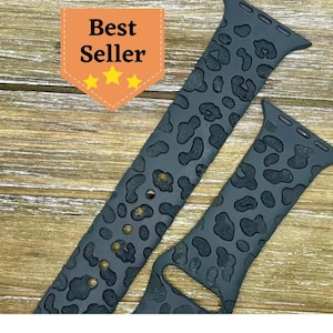 Leopard print silicone apple watch band | laser engraved cheetah strap | compatible with series 1-10 & ultra (38mm - 49mm)
