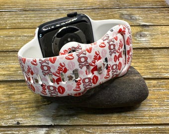 Valentine hearts gnomes watch band for apple watch samsung fitbit versa silicone  kisses xoxo love gift