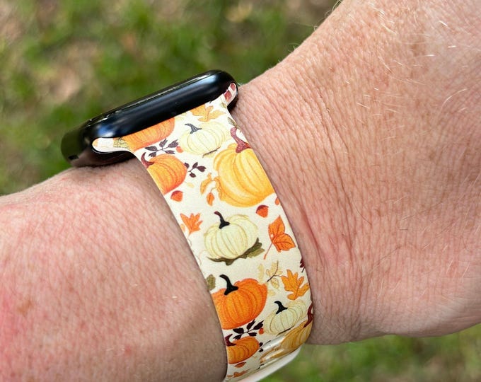 Autumn fall silicone watch band, apple watch compatible 38/40/41mm, 42/44/45mm, series 1,2,3,4,5,6,7,8,9,se,se2