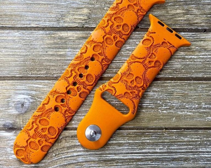 Halloween skulls watch band for apple silicone goth patriotic gift women men guy boyfriend husband personalized engraved 38 44 41 42 44 45mm