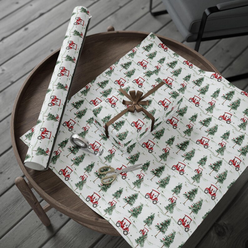 Golf Gift Wrapping Paper Roll, Christmas Gift Wrap for Him, Glossy Golf Cart Gift Wrap - Holiday Golf Gift Wrap, Golf Themed Wrapping Paper, image 13