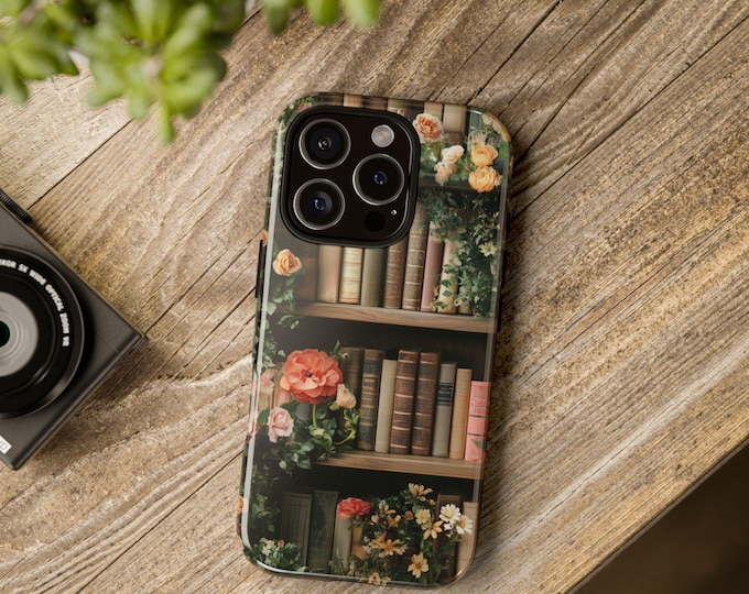 Floral Bookshelf iPhone Case: Academia Bookworm Gift