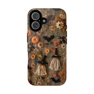 Halloween Witches Phone Case: Spooky Floral Design, iPhone, Galaxy, Pixel