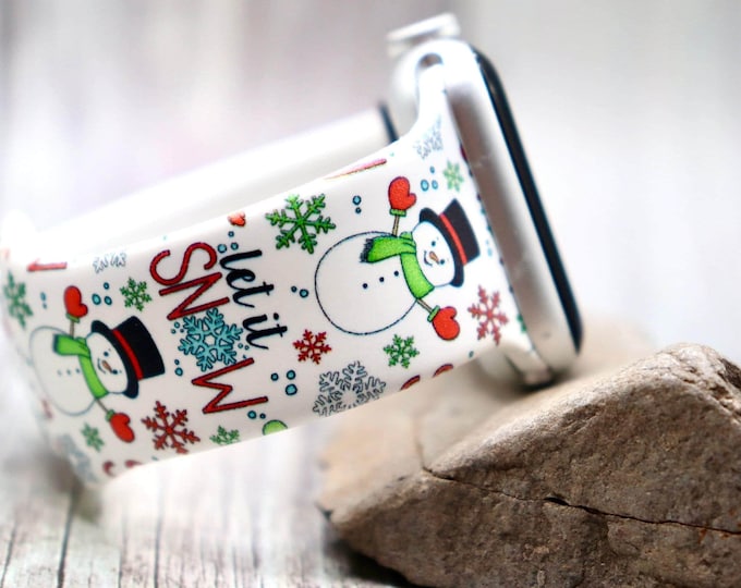 Christmas winter watch band for apple watch samsung watch womens watch band silicone 20mm 22mm 38mm 40mm 41mm 42mm 44mm 45mm let it snow