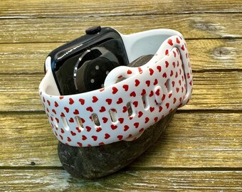 Hearts watch band for apple watch samsung fitbit charge versa silicone spotted hearts cute hearts gift