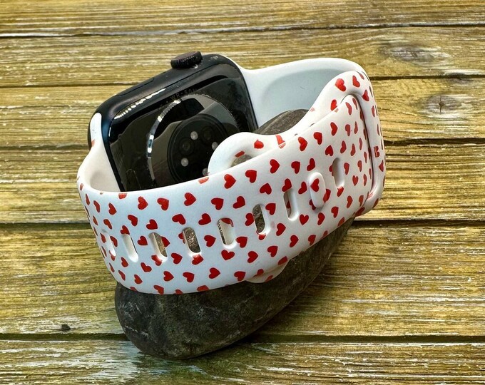 Hearts watch band for apple watch samsung fitbit charge versa silicone spotted hearts cute hearts gift