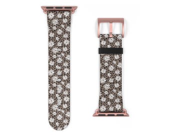 Cute Leopard Daisies Apple Watch Band 38mm 40mm 41mm 42mm 44mm 45mm 46mm 49mm Apple Watch Straps For Series 4 5 6 7 8 9 10 11 SE Ultra 3