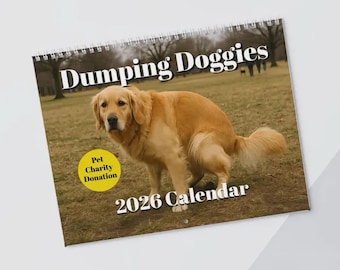 Calendario de pared 2026 de perros divertidos: perritos abandonados, un gran regalo de broma, el elefante blanco, amigo invisible para amantes de los perros.