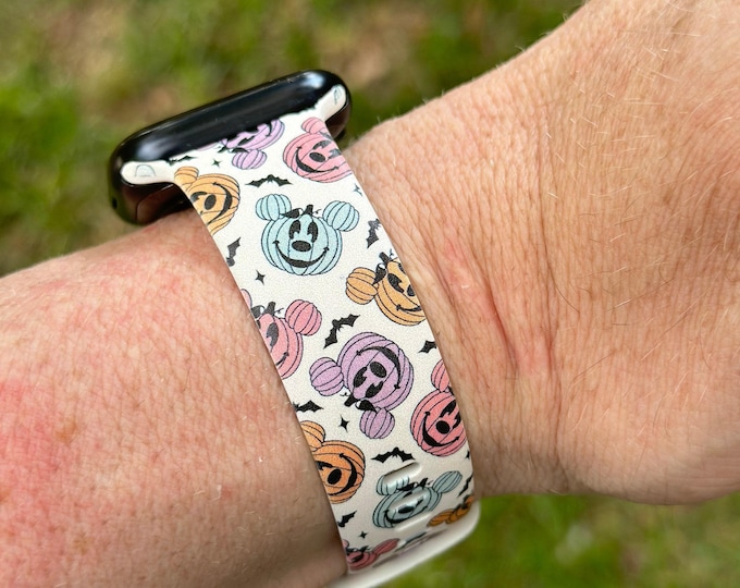 Fall halloween watch band for apple watch mouse halloween jewelry colorful pumpkins autumn iwatch  20 22 38 40 41 42 44 45 49mm gift