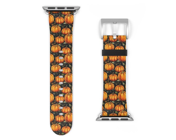 Fall Pumpkin Apple Watch Band: Faux Leather Strap