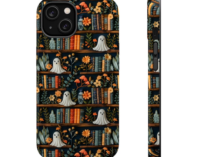 Halloween Ghost Phone Case: MagSafe Compatible, Faux Embroidery