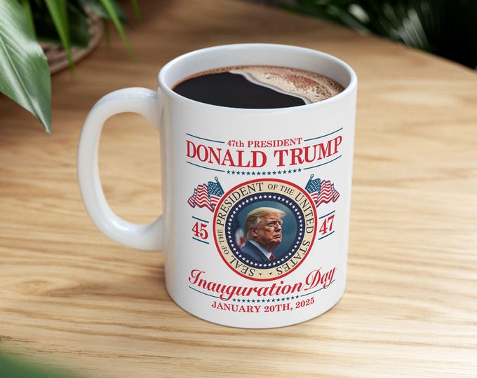 Donald Trump 2025 USA Mug - 47th President Inauguration Day Gift for Him, MAGA Trump Supporter Collectible, Make America Great Again Mug