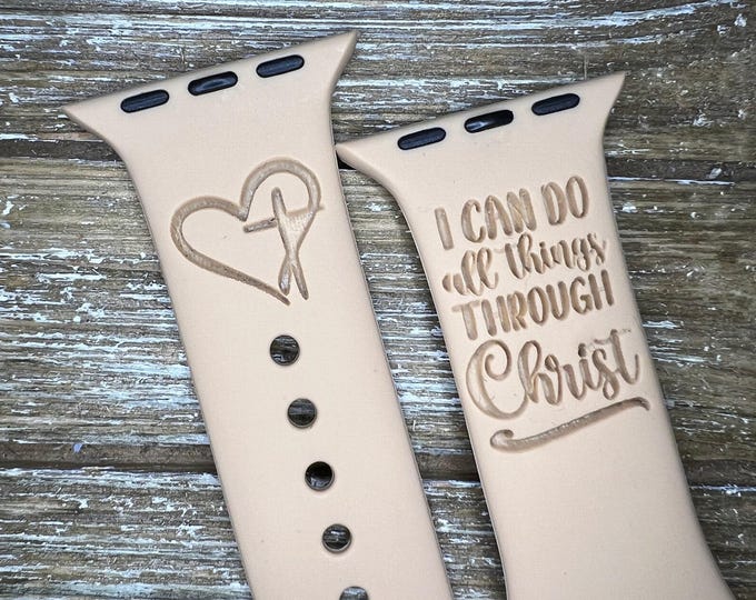 Cross watch band 38mm 40mm 42mm 44mm s/m m/l series 3,4,5,6 silicone engraved religious christian jesus bible watchband replacement gift