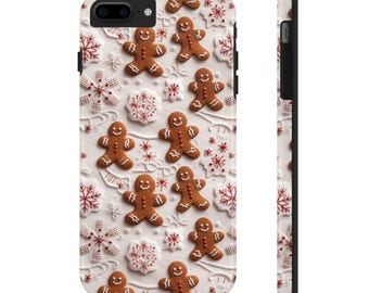 Christmas Gingerbread Embroidery Phone Case Cover for iPhone 16 15 Pro Max, 14 Plus, 13, 12, 11, XR, XS & Samsung S24, S23, S22 Gift For her