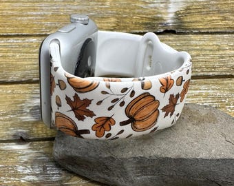 Fall leaves and pumpkins watch band for apple samsung watch leaves pumpkin 20 22 38 40 41 42 44 45 49mm hello fall autumn floral flowers