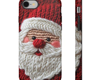 Cute Christmas Phone Case – Santa Faux Knit Cover for iPhone 16 15 14 13, Samsung S24 S23 – Holiday Gift for Her