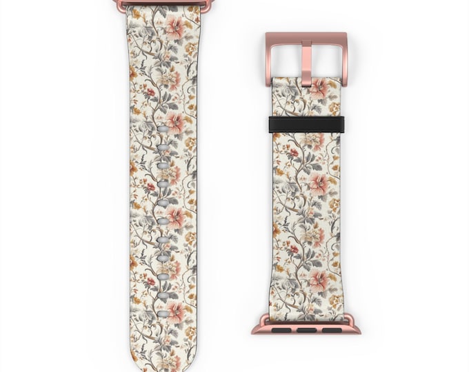 Vintage Floral Apple Watch Band: Baroque Vegan Leather Strap