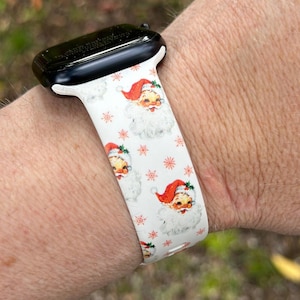 Christmas santa watch band for apple watch samsung watch winter band xmas white b./g #218 silicone 20 22 38 40 41 42 44 45 49mm gift