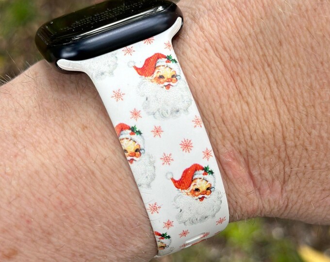 Christmas santa watch band for apple watch samsung watch winter band xmas white b./g #218 silicone 20 22 38 40 41 42 44 45 49mm gift