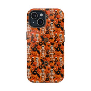 Vintage Halloween iPhone Case: Embroidered Floral Skeletons Magsafe Cover