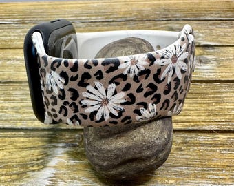 Leopard floral watch band for apple watch samsung fitbit strap boho women iwatch band 38mm 40mm 41mm 42mm, 44mm, 45mm 49mm gift