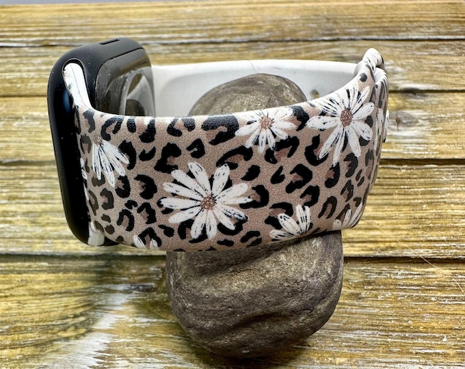 Leopard floral watch band for apple watch samsung fitbit strap boho women iwatch band 38mm 40mm 41mm 42mm, 44mm, 45mm 49mm gift