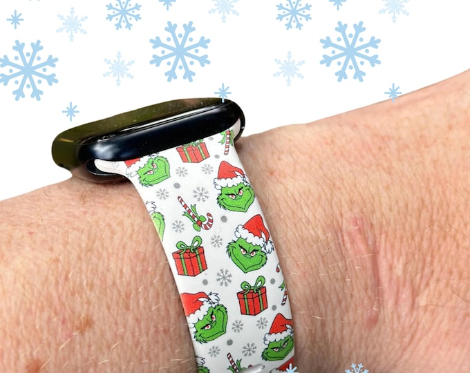 Grinch Christmas watch band for Apple Watch strap  38mm 40mm 41mm 42mm 44mm 45mm 46mm 49mm Gift for him her