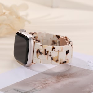Resin apple watch band series 10/9/8/7/6/se for iwatch band 38 40 41mm 42 44 45 49mm designer ceramic resin straps women apple watch charms