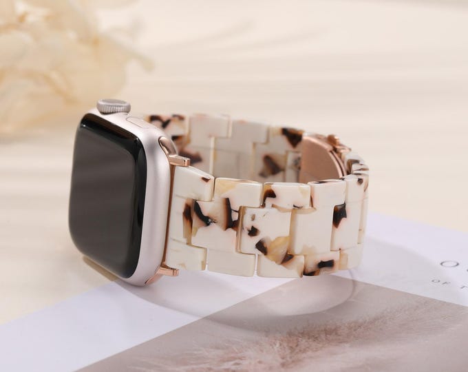 Resin apple watch band series 10/9/8/7/6/se for iwatch band 38 40 41mm 42 44 45 49mm designer ceramic resin straps women apple watch charms