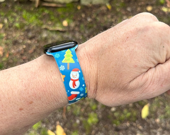 Womens watch band for apple watch samsung watch & fitbit snowman #300 silicone 20 22 38 40 41 42 44 45 49mm