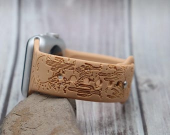 Western  apple watch band desert cactus silicone laser engraved strap 38mm 40mm 41mm 42mm 44mm 45mm 49mm gift