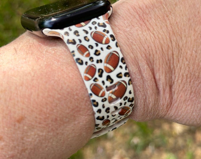 Leopard football watch band for apple watch samsung fitbit strap compatible 38mm 40mm 41mm 42mm 44mm 49mm cute watch bandsports gift