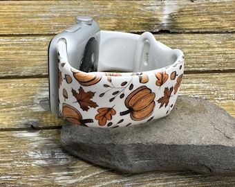 Fall Lovers Apple watch band for apple watch 38 40 41 42 44 45 49mm Cute Women's Watch Band Pumpkins and Leaves