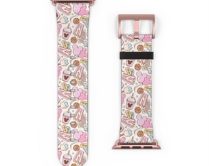 Disney Parks Snack Watch Band, Apple Watch Band, Mickey Mouse, Minnie Mouse, Magic Kingdom, Epcot, Animal Kingdom, Hollywood Studios, Gift