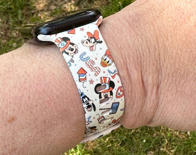 Disney 4th july watch band for apple watch  mouse  flower usa ice cream print  iwatch samsung band silicone 38/40/41 42/44/45/49 strap women