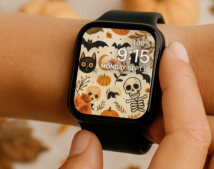 Halloween Apple Watch Face, Watch Background, Womens Apple Watch Wallpaper,  Instant Download Halloween Fall  Design, Smart Watch