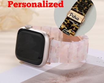 Personalized resin Apple watch band handcrafted watch strap compatible 38-41mm, 42-49mm series 1-10 se Apple wrist strap Mother's Day Gift